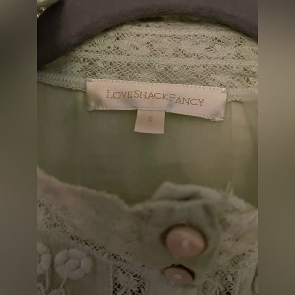 Ronda Embroidered Sleeve Blouse— Love Shack Fancy (Moss Green) - Picture 6 of 12